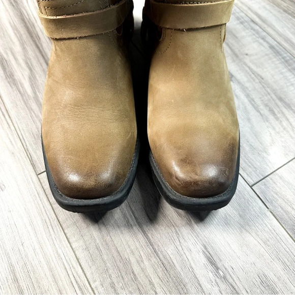 Frye Harness Pull On Dark Tan Leather Short Boots - Picture 6 of 10